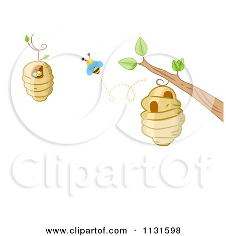 Cartoon Of A Bee Hive Frame With Copyspace 2 - Royalty Free Vector Clipart by BNP Design Studio