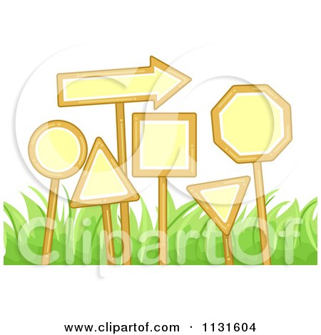 Cartoon Of Signs And Grass - Royalty Free Vector Clipart by BNP Design Studio