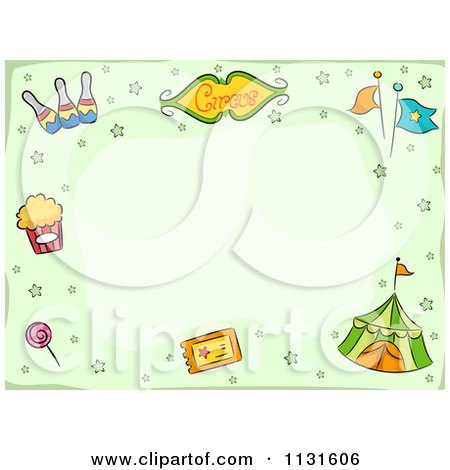 Cartoon Of A Green Circus Border Background - Royalty Free Vector Clipart by BNP Design Studio