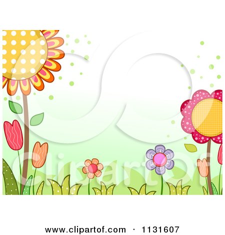 Cartoon Of A Spring Time Background With Flowers And Grass - Royalty Free Vector Clipart by BNP Design Studio