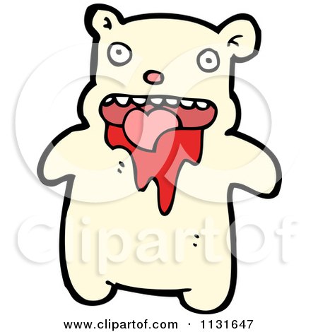 Cartoon Of A Bleeding Polar Bear - Royalty Free Vector Clipart by lineartestpilot