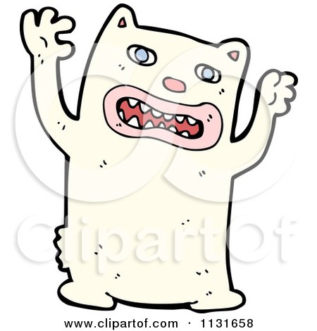Cartoon Of A Mad Polar Bear - Royalty Free Vector Clipart by lineartestpilot