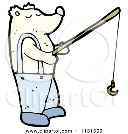 Cartoon Of A Fishing Polar Bear - Royalty Free Vector Clipart by lineartestpilot