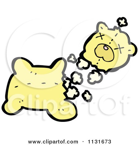 Cartoon Of A Ripped Up Yellow Teddy Bear 2 - Royalty Free Vector Clipart by lineartestpilot