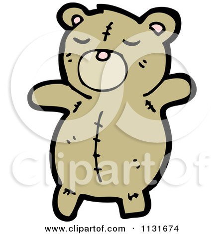 Cartoon Of A Brown Teddy Bear - Royalty Free Vector Clipart by lineartestpilot