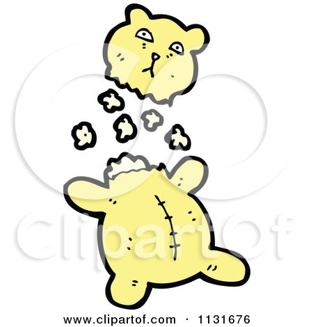 Cartoon Of A Ripped Up Yellow Teddy Bear 1 - Royalty Free Vector Clipart by lineartestpilot