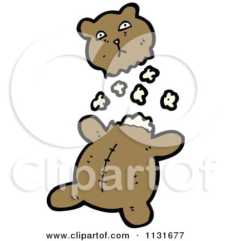 Cartoon Of A Ripped Up Teddy Bear 1 - Royalty Free Vector Clipart by lineartestpilot
