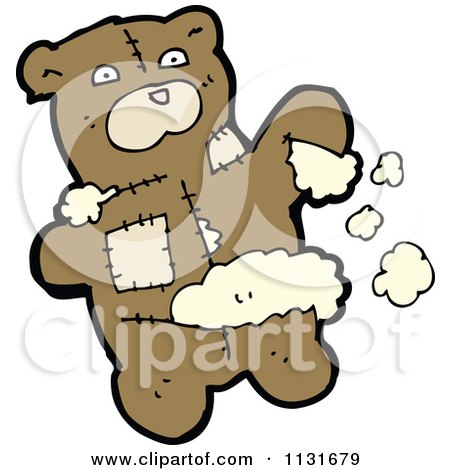 Cartoon Of A Ripped Up Teddy Bear 3 - Royalty Free Vector Clipart by lineartestpilot