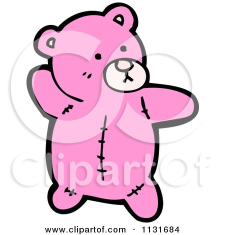 Cartoon Of A Pink Teddy Bear - Royalty Free Vector Clipart by lineartestpilot