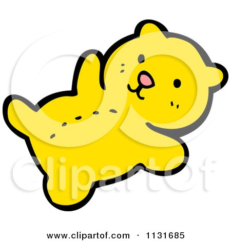 Cartoon Of A Yellow Teddy Bear - Royalty Free Vector Clipart by lineartestpilot