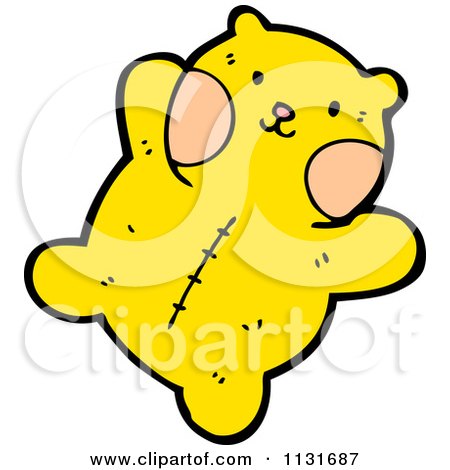 Cartoon Of A Yellow Teddy Bear - Royalty Free Vector Clipart by lineartestpilot
