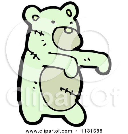 Cartoon Of A Green Teddy Bear - Royalty Free Vector Clipart by lineartestpilot