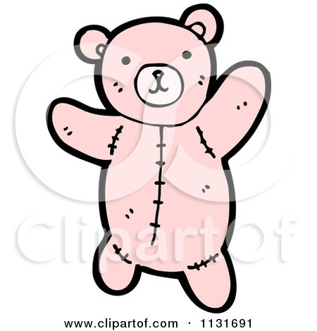 Cartoon Of A Pink Teddy Bear - Royalty Free Vector Clipart by lineartestpilot