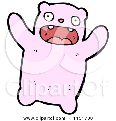 Cartoon Of A Pink Bear - Royalty Free Vector Clipart by lineartestpilot