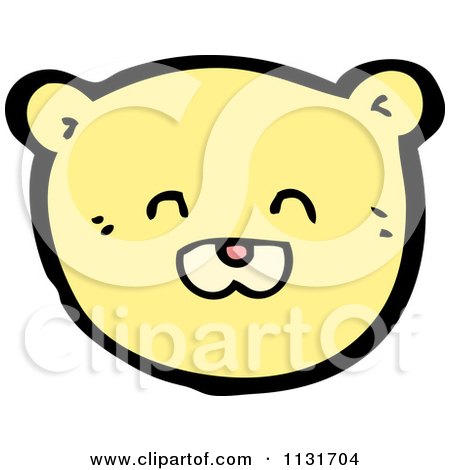 Cartoon Of A Yellow Bear Face 1 - Royalty Free Vector Clipart by lineartestpilot
