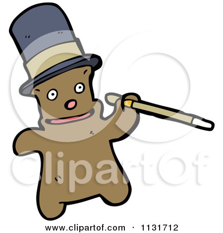 Cartoon Of A Bear With A Cane And Hat - Royalty Free Vector Clipart by lineartestpilot