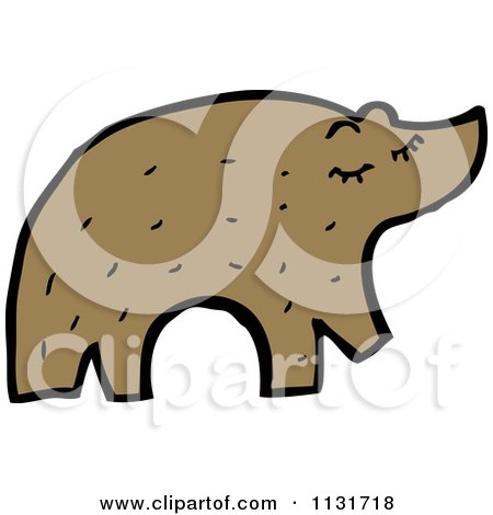 Cartoon Of A Brown Bear - Royalty Free Vector Clipart by lineartestpilot