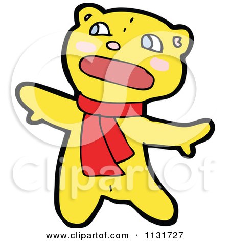 Cartoon Of A Bear In A Scarf 2 - Royalty Free Vector Clipart by lineartestpilot