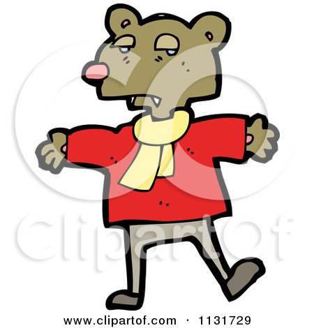 Cartoon Of A Bear In Clothes 1 - Royalty Free Vector Clipart by lineartestpilot