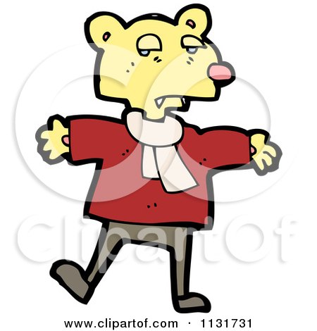 Cartoon Of A Bear In Clothes 2 - Royalty Free Vector Clipart by lineartestpilot