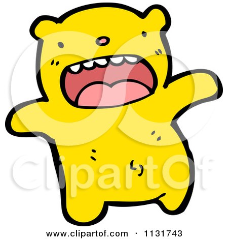 Cartoon Of A Yellow Bear - Royalty Free Vector Clipart by lineartestpilot