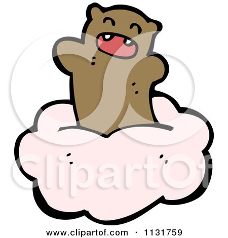 Cartoon Of A Bear On A Cloud - Royalty Free Vector Clipart by lineartestpilot