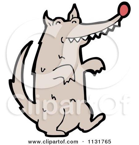 Cartoon Of A Wild Wolf - Royalty Free Vector Clipart by lineartestpilot