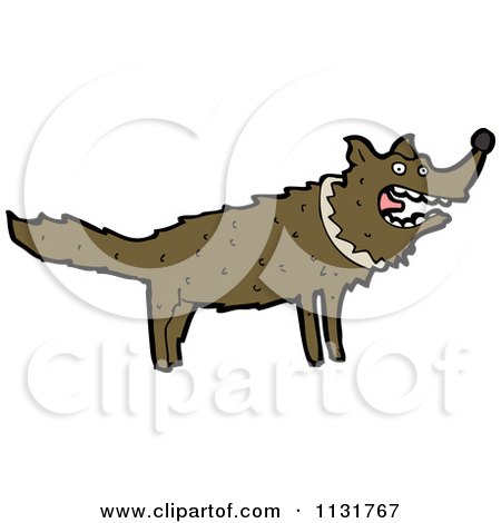 Cartoon Of A Wild Wolf - Royalty Free Vector Clipart by lineartestpilot