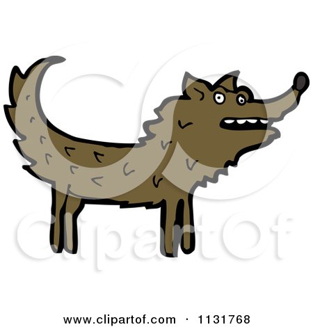 Cartoon Of A Wild Wolf - Royalty Free Vector Clipart by lineartestpilot