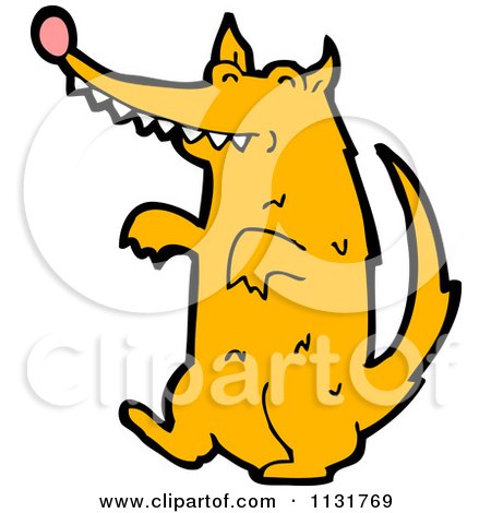 Cartoon Of A Wolf Dog 1 - Royalty Free Vector Clipart by lineartestpilot