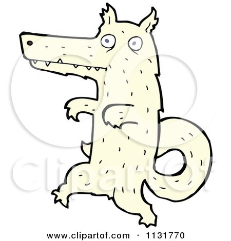 Cartoon Of A Wolf Dog 5 - Royalty Free Vector Clipart by lineartestpilot