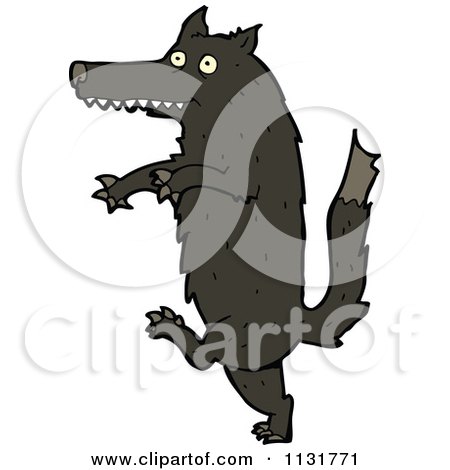 Cartoon Of A Wolf Dog 4 - Royalty Free Vector Clipart by lineartestpilot