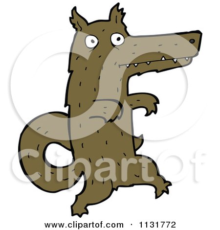Cartoon Of A Wolf Dog 2 - Royalty Free Vector Clipart by lineartestpilot