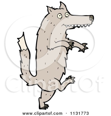 Cartoon Of A Wolf Dog 3 - Royalty Free Vector Clipart by lineartestpilot