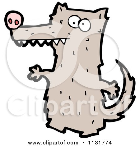 Cartoon Of A Happy Wolf 2 - Royalty Free Vector Clipart by lineartestpilot