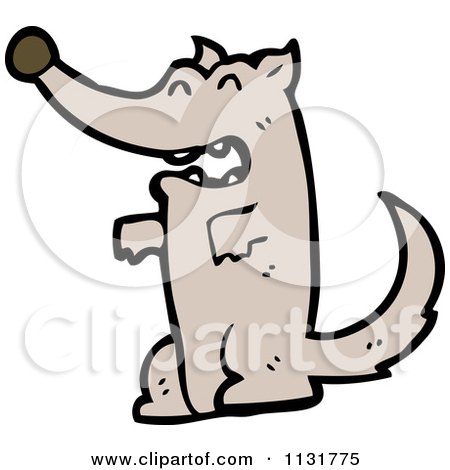 Cartoon Of A Brown Wolf - Royalty Free Vector Clipart by lineartestpilot