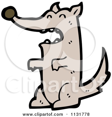 Cartoon Of A Brown Wolf - Royalty Free Vector Clipart by lineartestpilot