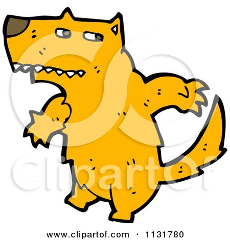 Cartoon Of An Orange Wolf Dog - Royalty Free Vector Clipart by lineartestpilot