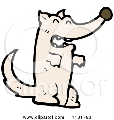 Cartoon Of A White Wolf Dog - Royalty Free Vector Clipart by lineartestpilot