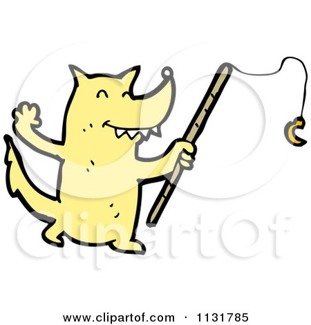 Cartoon Of A Fishing Yellow - Royalty Free Vector Clipart by lineartestpilot
