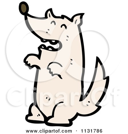 Cartoon Of A White Wolf Dog - Royalty Free Vector Clipart by lineartestpilot