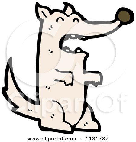 Cartoon Of A White Wolf Dog - Royalty Free Vector Clipart by lineartestpilot