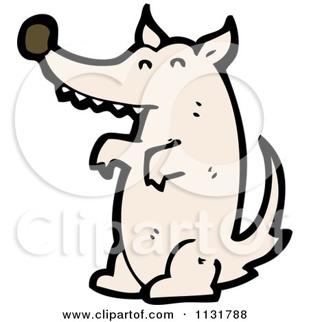 Cartoon Of A White Wolf Dog - Royalty Free Vector Clipart by lineartestpilot