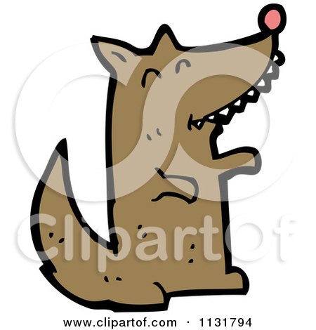 Cartoon Of A Brown Wolf Dog - Royalty Free Vector Clipart by lineartestpilot