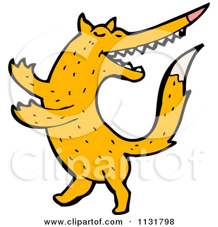 Cartoon Of A Fox - Royalty Free Vector Clipart by lineartestpilot