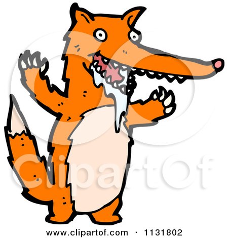 Cartoon Of A Wild Fox - Royalty Free Vector Clipart by lineartestpilot