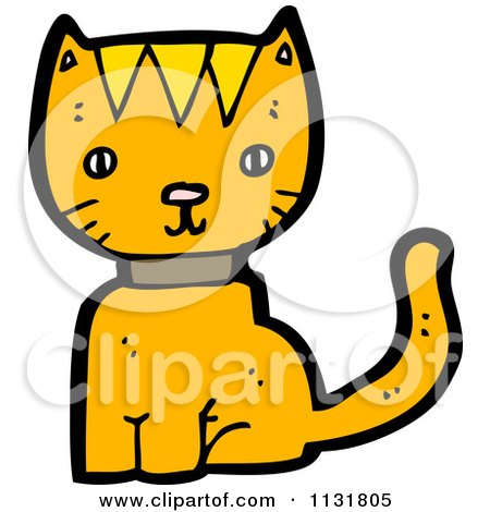 Cartoon Of A Ginger Cat Sitting - Royalty Free Vector Clipart by lineartestpilot