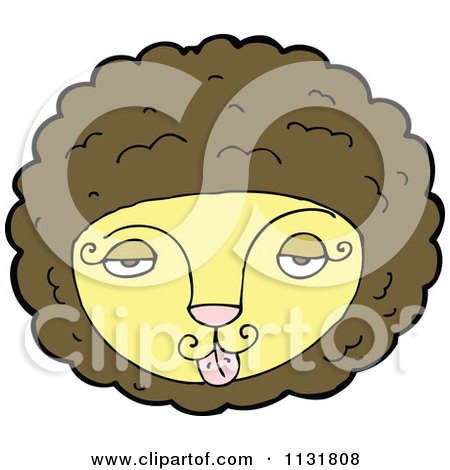 Cartoon Of A Wild Male Lion Face 1 - Royalty Free Vector Clipart by lineartestpilot