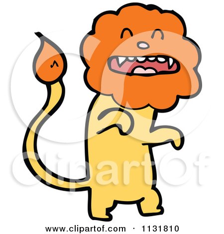 Cartoon Of A Wild Male Lion 6 - Royalty Free Vector Clipart by lineartestpilot
