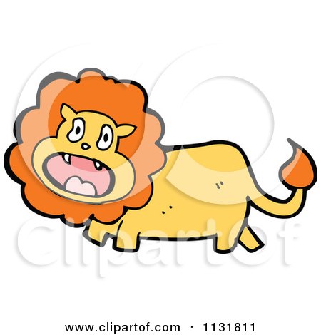 Cartoon Of A Wild Male Lion 7 - Royalty Free Vector Clipart by lineartestpilot